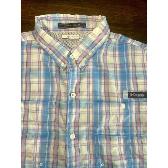 Columbia Super Tamiami Plaid Button Down Fishing Shirt XL Extra Large - Picture 1 of 4